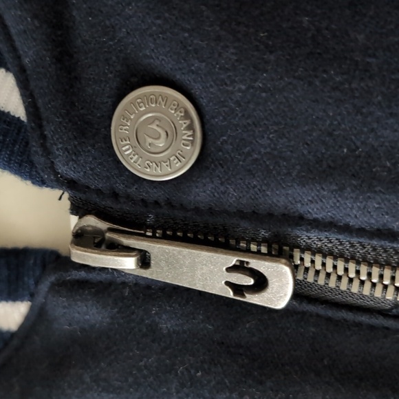 True Religion Black/ White Varsity Bomber Jacket Vest,Size 2XL. - Picture 5 of 16